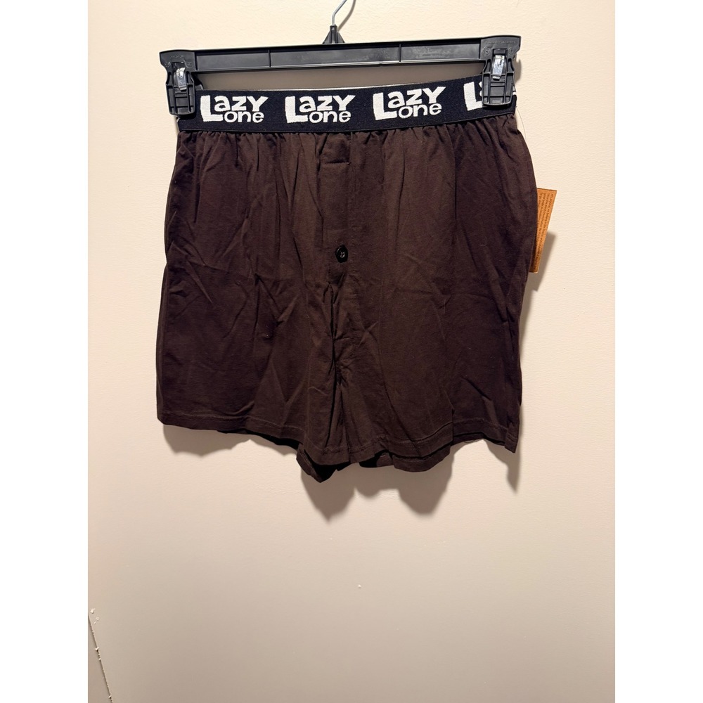 Lazy One Mens Boxer Shorts Size M Brown "Button Ox" Novelty Print‎ 100% Cotton